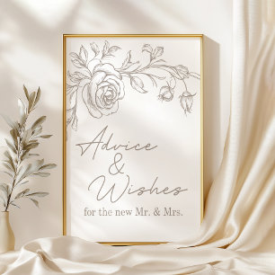 Elegant Vintage Sepia Huwelijksadvies & Wensen Poster