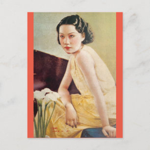 Elegant Vintage Shanghai Movie Starlet Posters Briefkaart