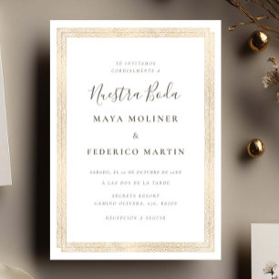 Elegant Vintage Sieraad Goud Nuestra Boda Trouwen Kaart