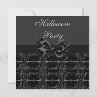 Elegant Vintage Silver Filigree Halloween Party Kaart