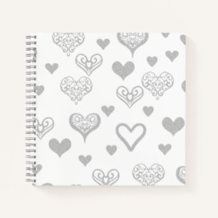 Elégant Vintage Silver Hearts Mariage Livre d'invi