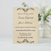 Elégant Vintage Swirl Flourish Wedding Invitations (Debout devant)