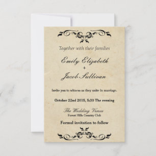 Elégant Vintage Swirl Flourish Wedding Invitations