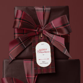 Elegant vintage Tartan Plaid Christmas gift tag Cadeaulabel