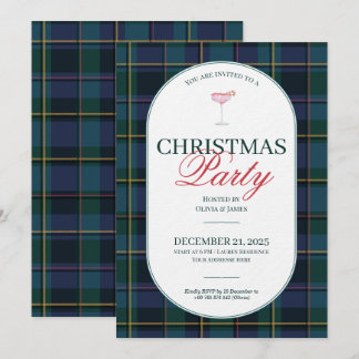 Elegant vintage Tartan Plaid Christmas Invitation