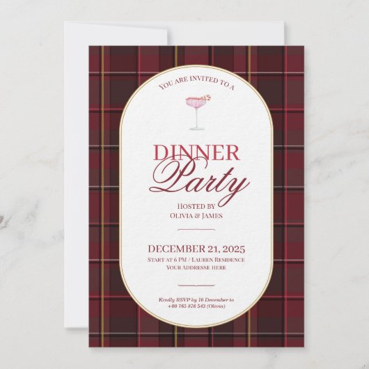 Elegant vintage Tartan Plaid Christmas Invitation (Devant)