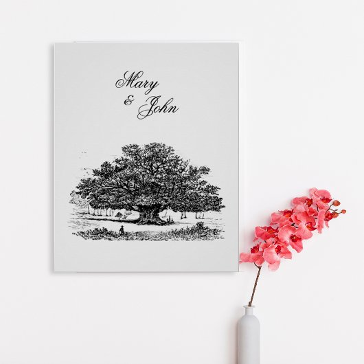 Elegant Vintage Tree Sketch Wedding Poster
