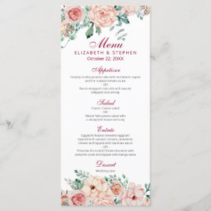 Elégant Vintage Watercolor Floral Mariage Menu
