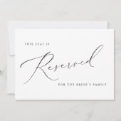 Elegant Vintage Wedding Gereserveerd Sign Kaart Notitiekaartje (Achterkant)