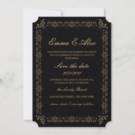 Elegant Vintage Wedding Invitation Kaart (Voorkant)
