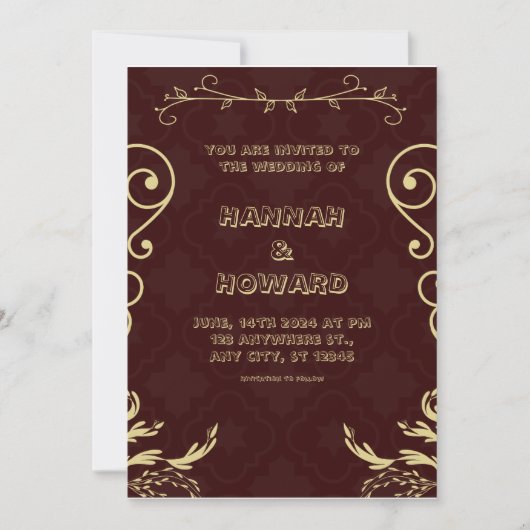 Elegant Vintage Wedding Invitation Kaart (Voorkant)
