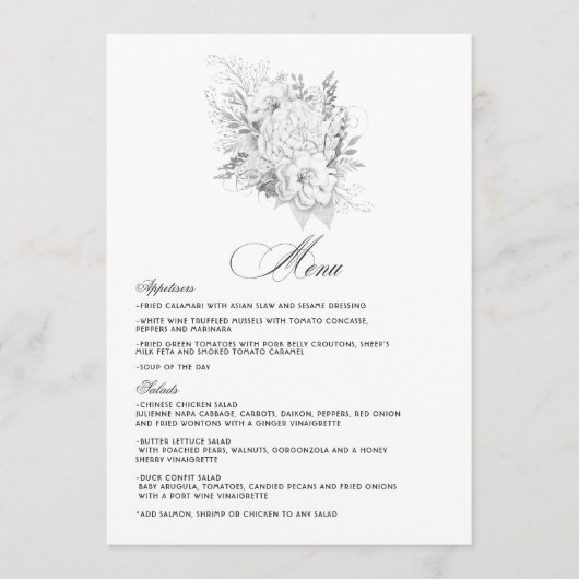 Elegant Vintage Wedding Menu (Voorkant)