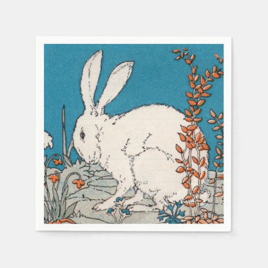 Elegant Vintage White Rabbit Flowers Servetten (Voorkant)