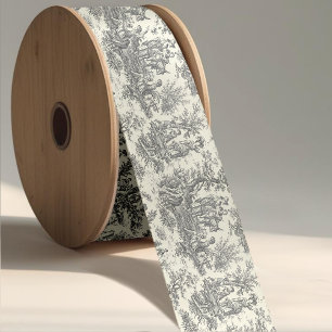 Elegant vintage zwart-wit toile satijnen lint