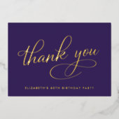 Élégant violet 60e anniversaire Carte de remerciem (Recto)