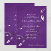 Élégant violet blanc Faire-part de mariage floral (Devant / Derrière)