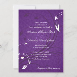Élégant violet blanc Faire-part de mariage floral
