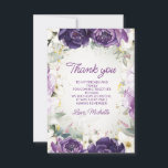 Élégant violet blanc Merci d'anniversaire<br><div class="desc">Carte de remerciements d'anniversaire élégant pour les femmes avec de jolies fleurs blanches et violettes peintes à la main et feuilles verts sauge accentué avec parties scintillant or. Contactez-moi pour obtenir de l'aide sur vos personnalisations ou pour demander d'autres produits Zazzle correspondants pour votre partie.</div>