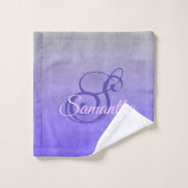 Élégant violet bleu gris rustique monogramme (Gant de toilette)