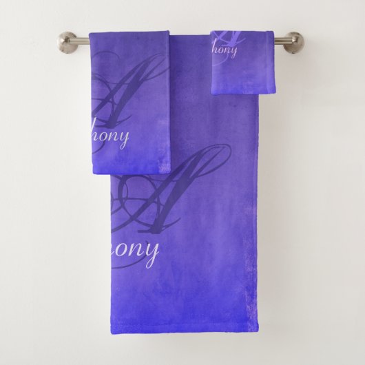 Élégant violet bleu noir rustique monogramme (En situation)
