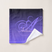 Élégant violet bleu noir rustique monogramme (Gant de toilette)