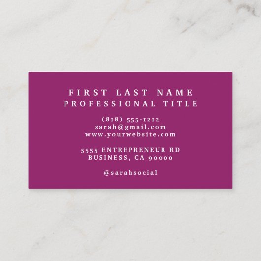 Élégant violet Cartes de visite Fleurs Magenta (Dos)