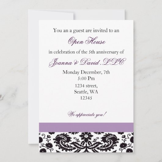 Elégant violet Corporate Party Invitation (Devant)