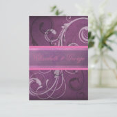 Élégant Violet Damask Éperons RSVP Cartes de répon (Debout devant)