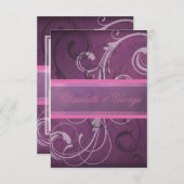 Élégant Violet Damask Éperons RSVP Cartes de répon (Devant / Derrière)