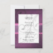 Élégant Violet Damask Éperons RSVP Cartes de répon (Dos)