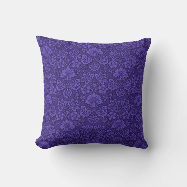 Elegant Violet  Damask Patroon Kussen (Voorkant)