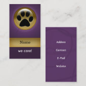 élégant violet empreinte de patte Cartes de visite (Devant / Derrière)
