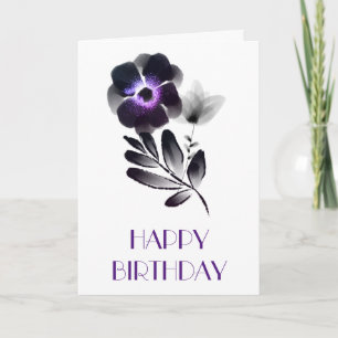 Elegant Violet en Black Floral Birthday Kaart
