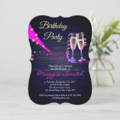 Élégant violet et champagne bleu Invitation d'anni (Debout devant)