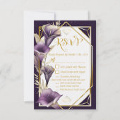 Elégant violet et or Calla Lily Mariage RSVP (Devant)