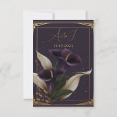 Elégant violet et or Calla Lily Mariage RSVP (Dos)