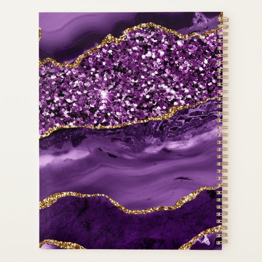 Élégant violet et or Parties scintillant agate océ (Dos)