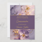 Elégant violet et or Quinceañera Invitation (Devant)