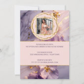 Elégant violet et or Quinceañera Invitation (Dos)