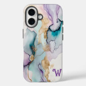 Élégant violet et Turquoise iPhone 16 Coque (Verso)