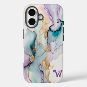 Élégant violet et Turquoise iPhone 16 Coque