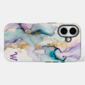 Élégant violet et Turquoise iPhone 16 Coque (Verso (horizontal))
