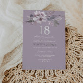 Élégant violet fleuri 18e anniversaire Invitation 