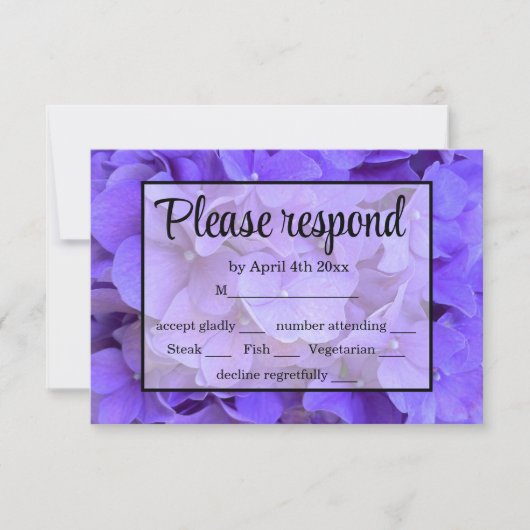 Élégant violet fleuri Hydrangeas Lavender RSVP (Devant)