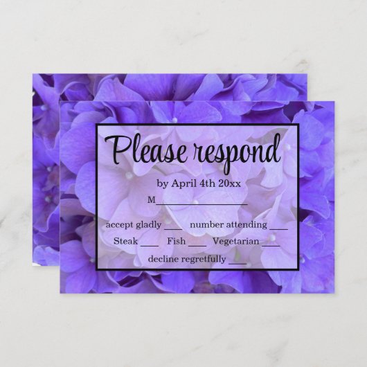 Élégant violet fleuri Hydrangeas Lavender RSVP (Devant / Derrière)