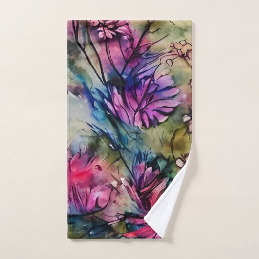 Élégant violet floral (Serviette à main)