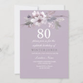 Élégant violet floral 80e anniversaire Invitation  (Devant)