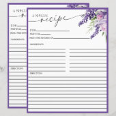 Élégant violet floral | Cartes recettes (Devant / Derrière)