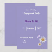 Élégant Violet Floral Engagement Party Invitation (Devant / Derrière)