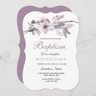 Élégant Violet Floral Fille Ou Garçon Invitation B